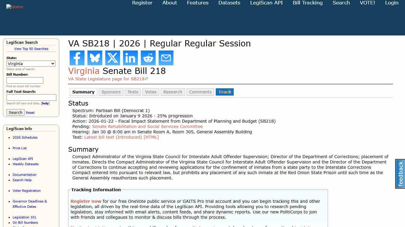 VA SB218 2026 Regular Regular Session LegiScan