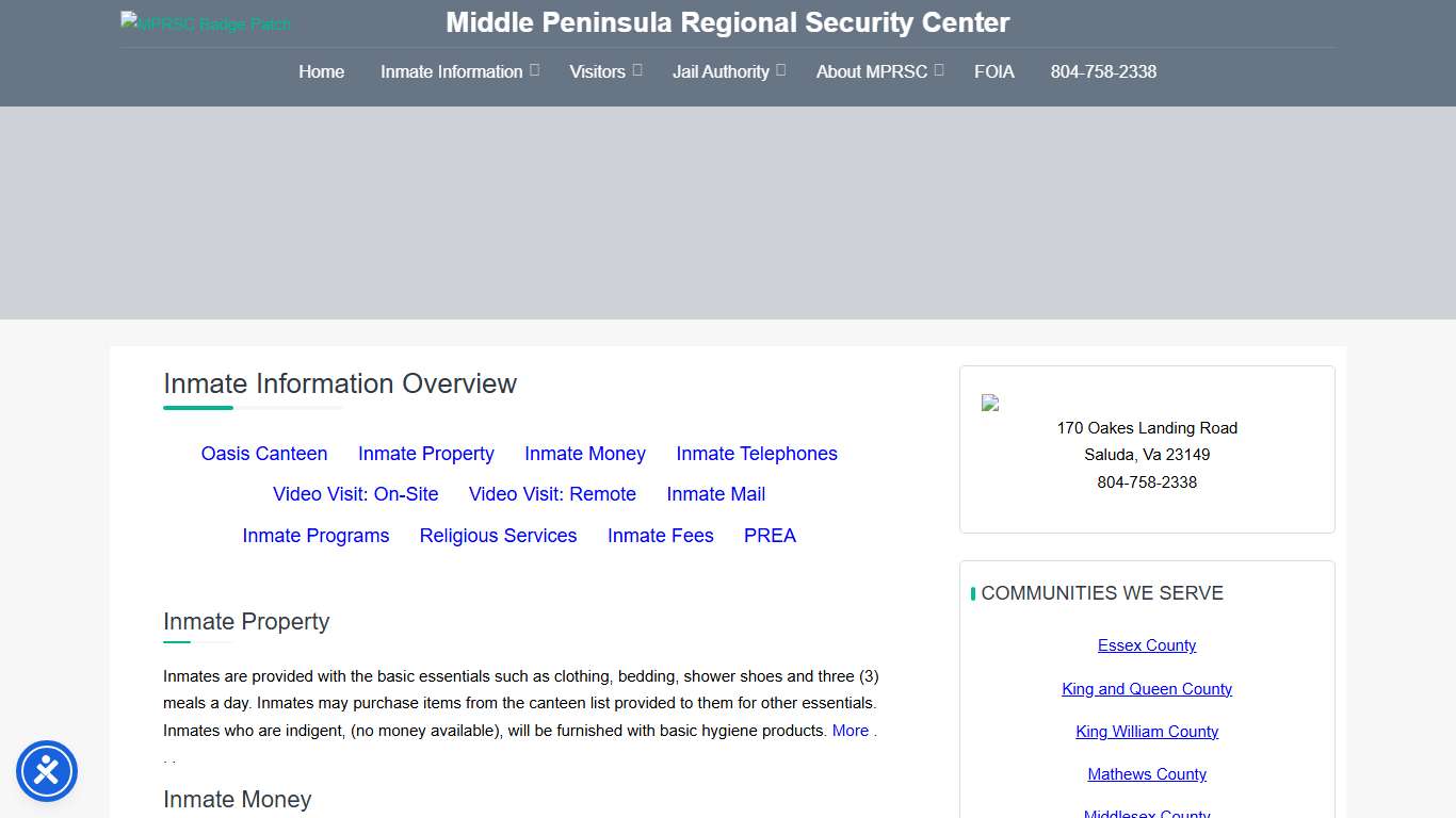 Inmate Information Overview – MPRSC